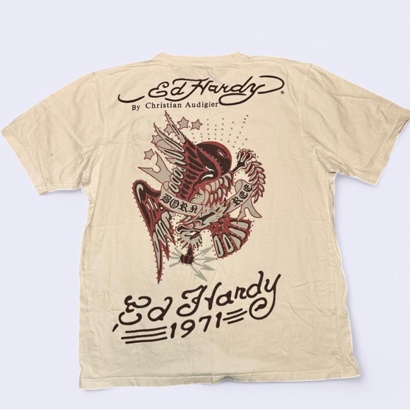 Ed Hardy White Graphic T-Shirt for Men - Picture 2 of 6